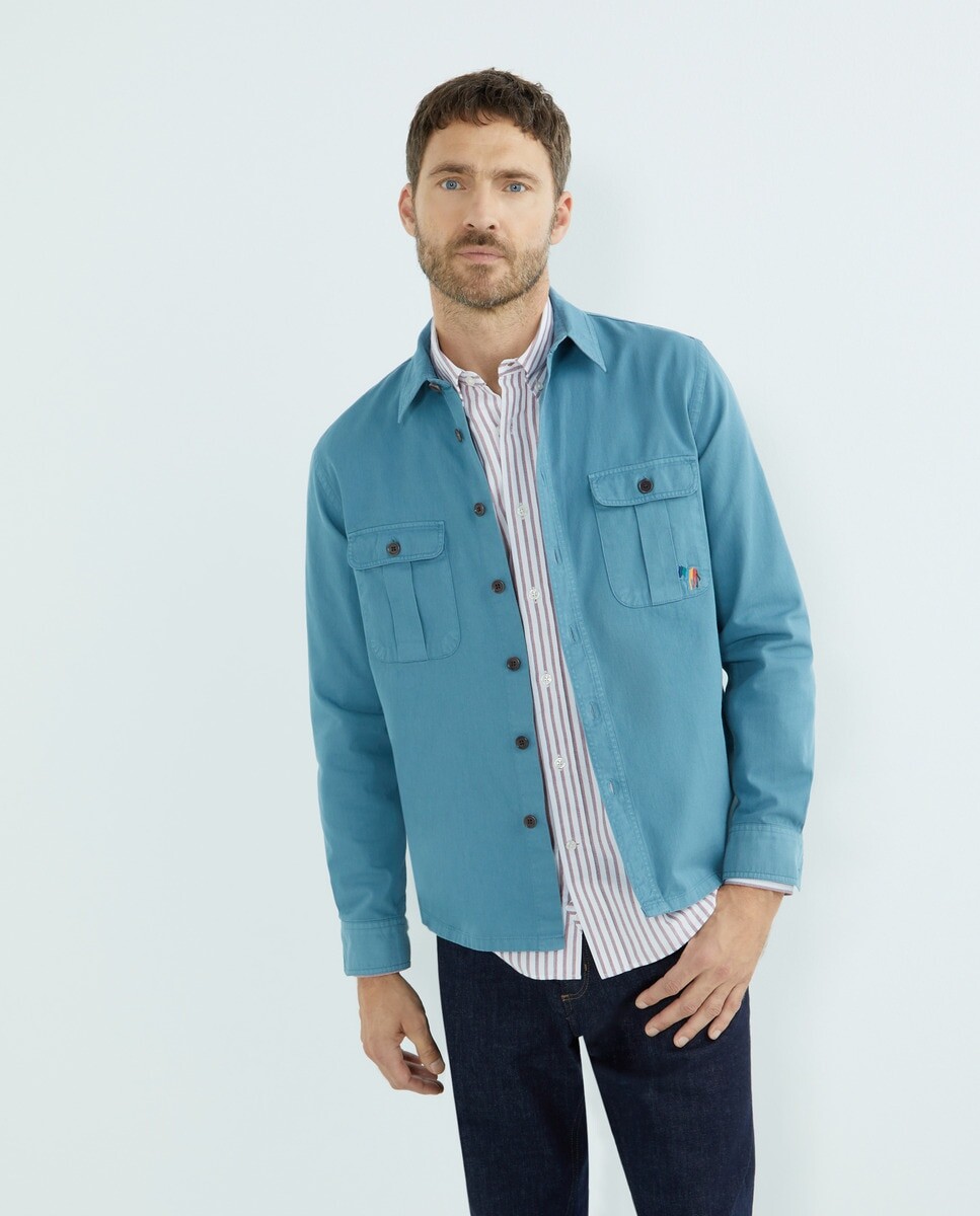 

Мужская гладкая спортивная рубашка с логотипом зебры Paul Smith, синий