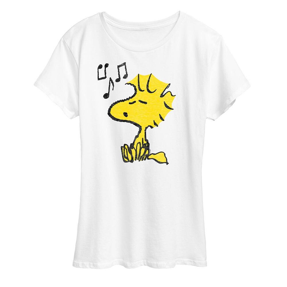 

Женская футболка с рисунком Peanuts Woodstock Singing Licensed Character, белый