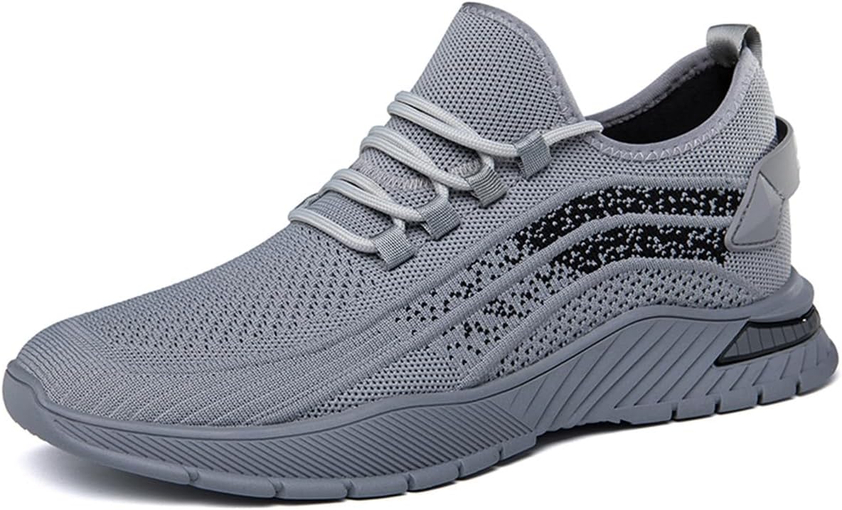 

Мужские легкие кроссовки на платформе для спортзала и прогулок, повседневная спортивная обувь модного стиля с незаметным увеличением роста Ukuboxbag, серый