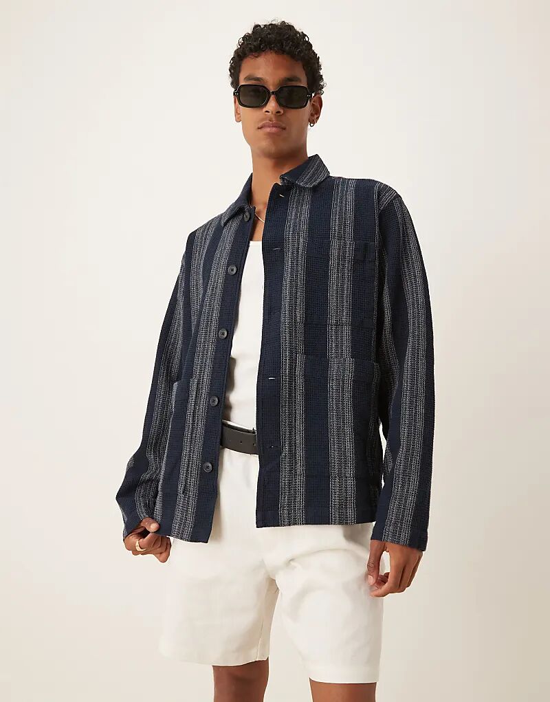 

Selected вафельная рубашка из 100% хлопка в темно-синюю полоску