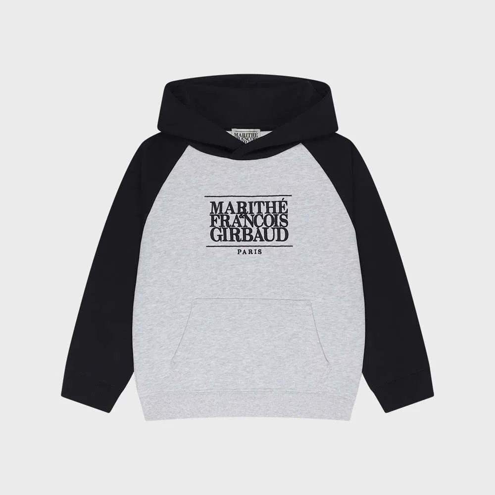Детская худи Classic Logo с цветными блоками и рукавами реглан синего цвета от Marithé Kids — фото 2