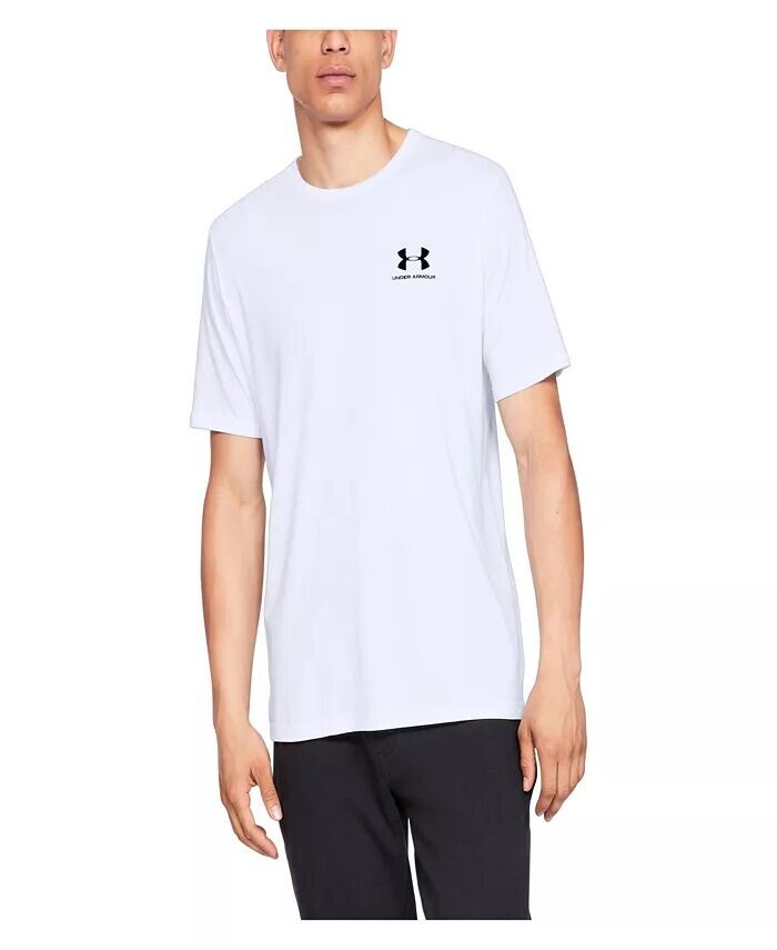 

Мужская футболка в спортивном стиле с коротким рукавом и левой грудью Under Armour, белый