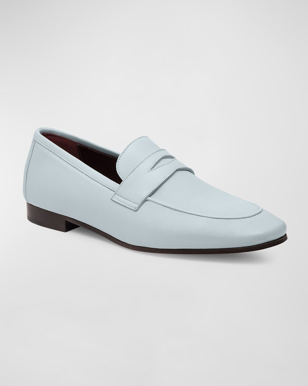 Кожаные лоферы на плоской подошве Bougeotte, цвет Light Blue — фото 2