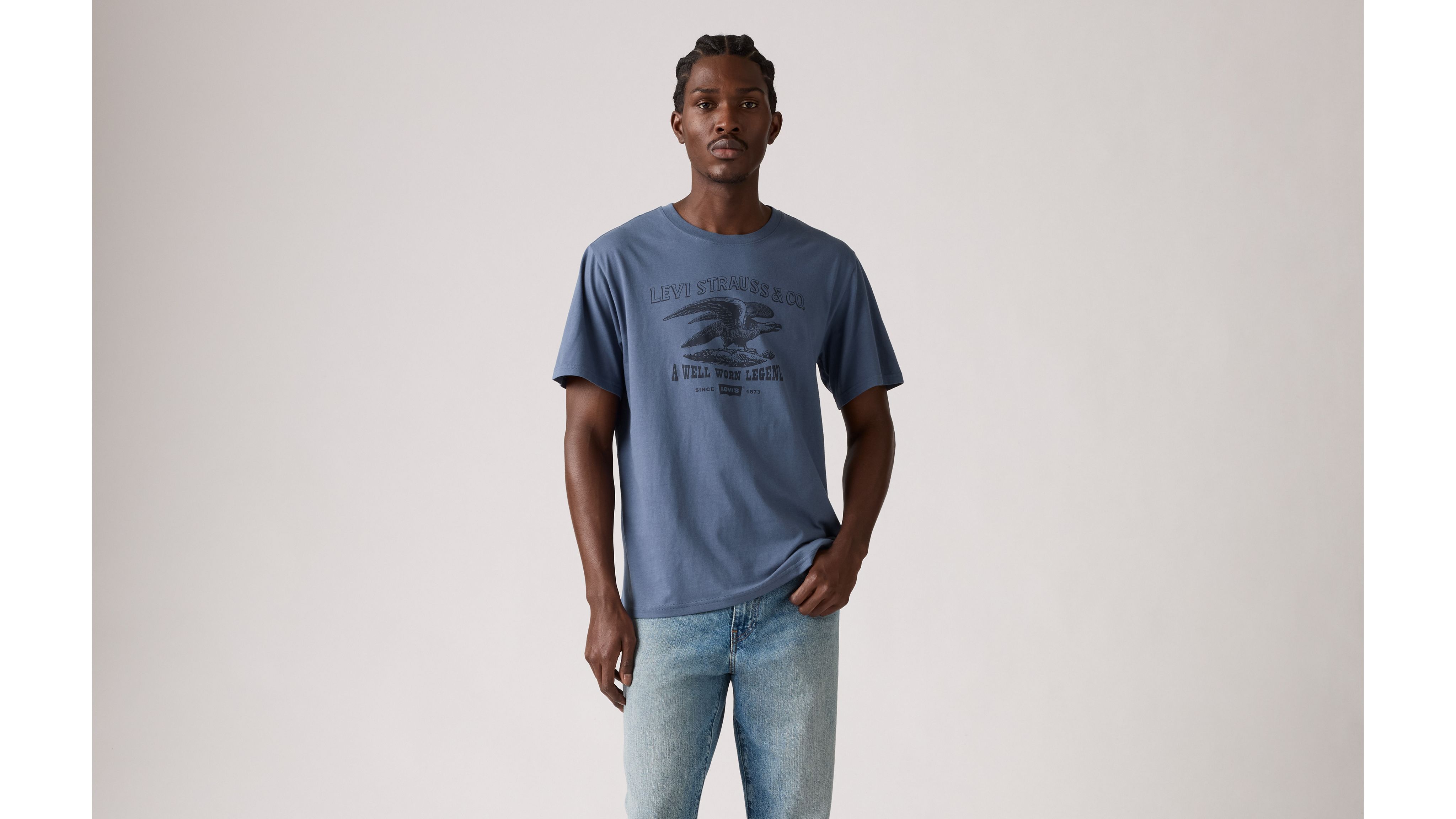 Футболка свободного кроя с короткими рукавами и принтом Levi's, Healdry Vintage Indigo - Blue — фото 2