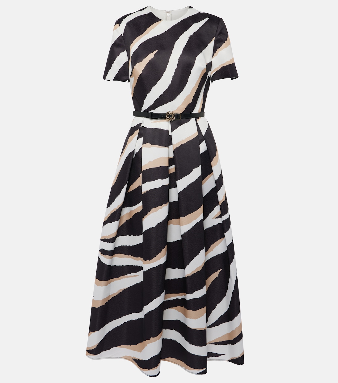 

Платье миди из смесового шелка с принтом Elie Saab, Zebra