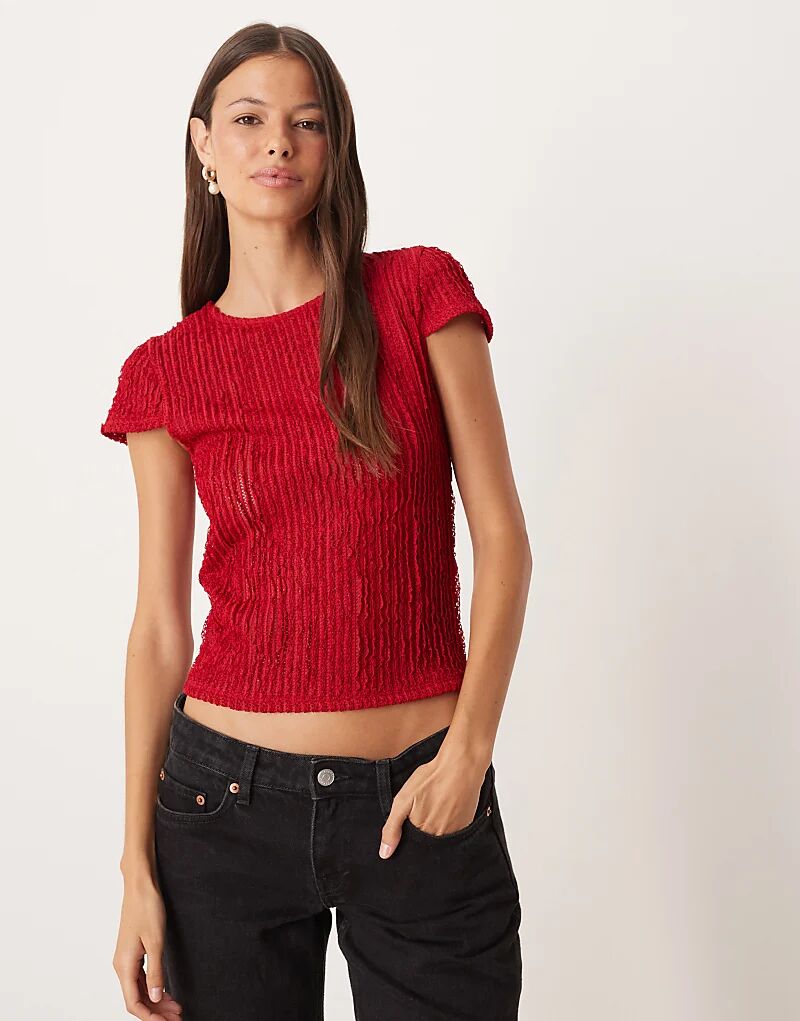 

Детская футболка ASOS DESIGN с фактурной рюшой, темно-красного цвета