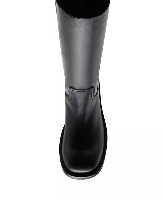 Женские сапоги Steve Madden Riggs кожаные с квадратным носком, черный — фото 4
