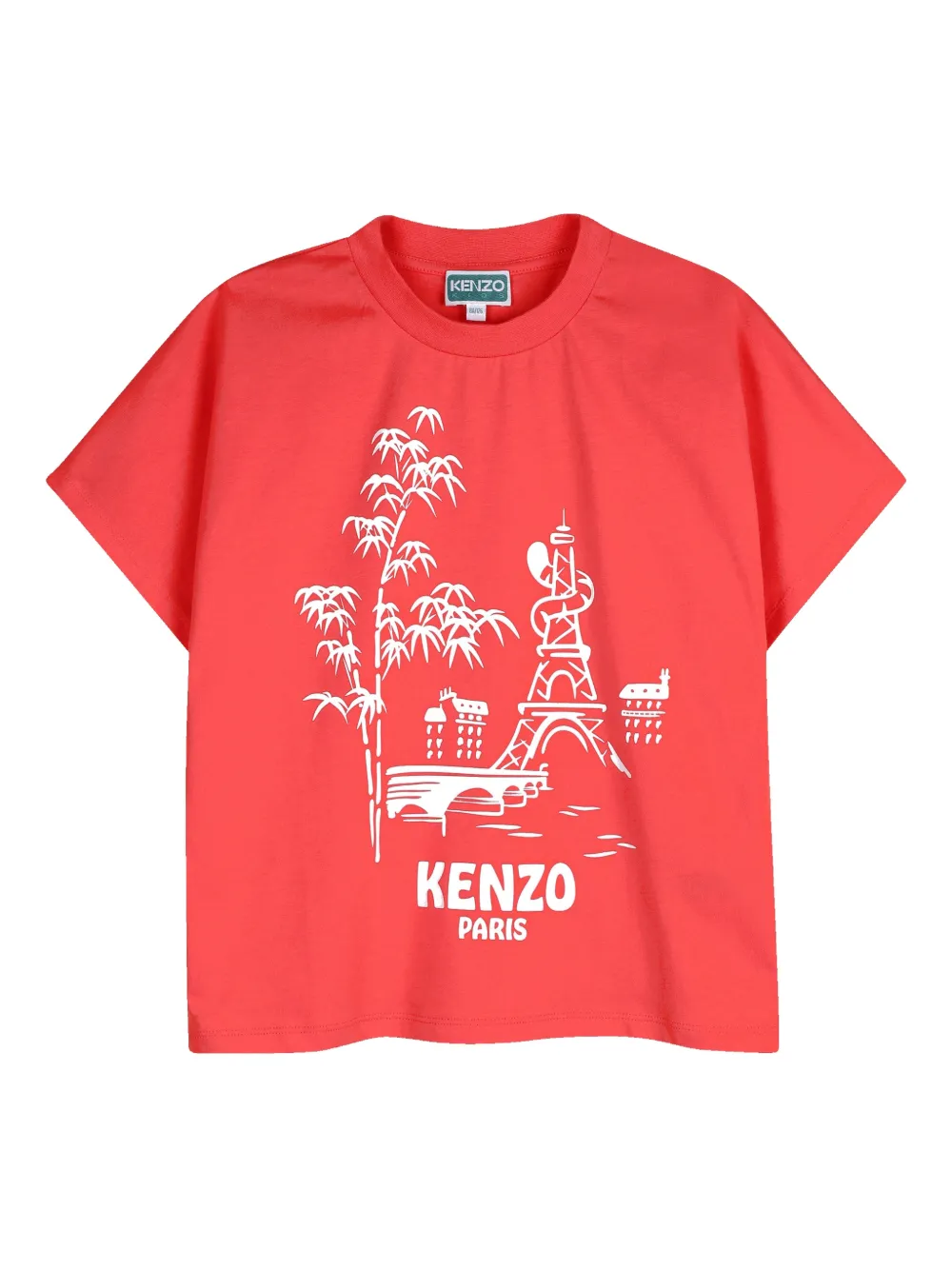 

Футболка с графическим принтом и круглым вырезом Kenzo Kids, красный