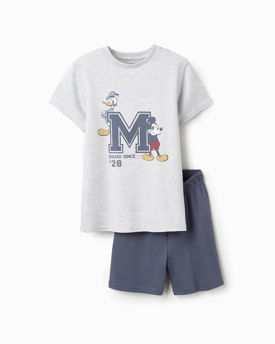 

Пижама для мальчика с короткими рукавами и мотивом Микки и Дональда Zippy, светло-серый