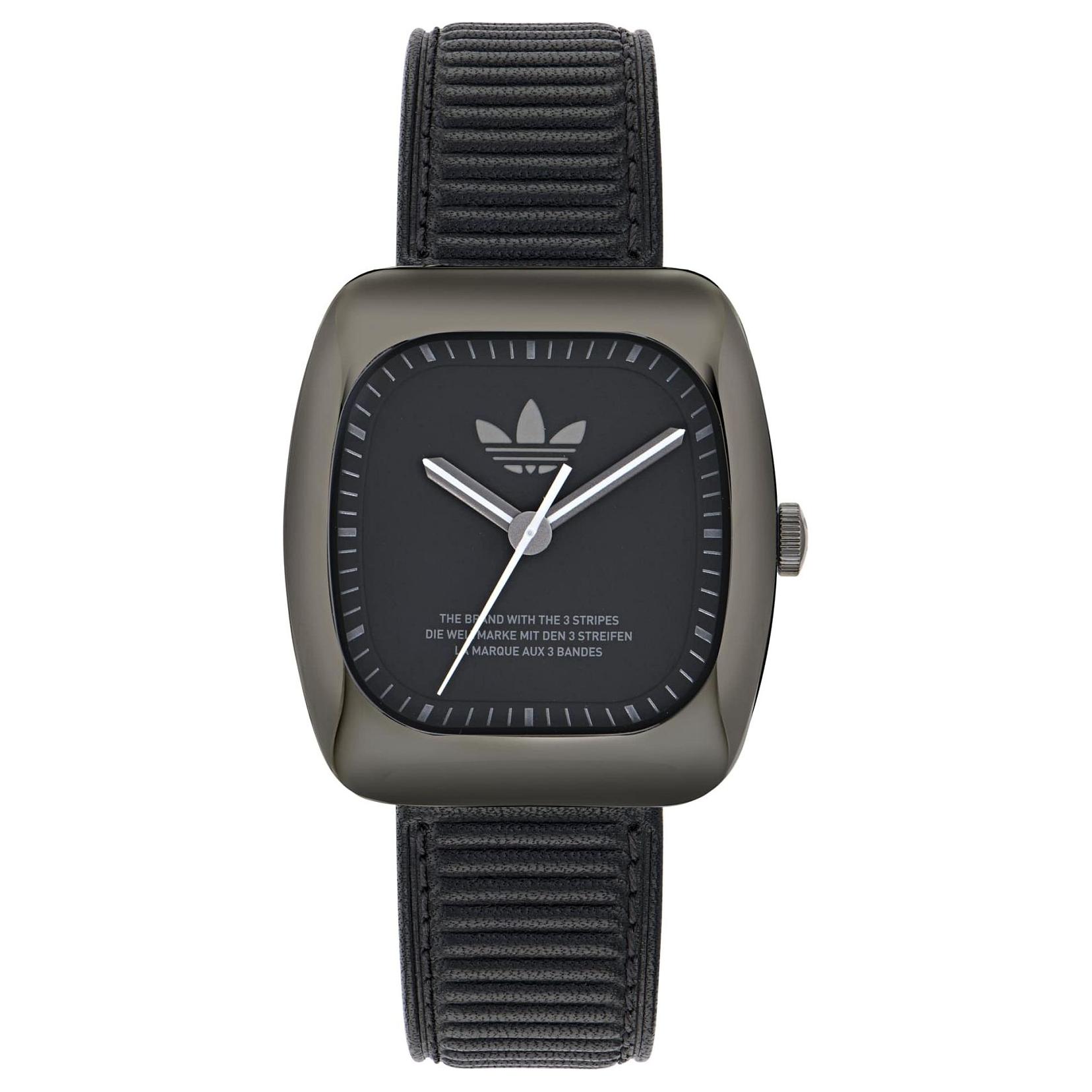 

Adidas Originals Наручные часы с кварцевым механизмом и кожаным ремешком, черный циферблат 37 мм, унисекс