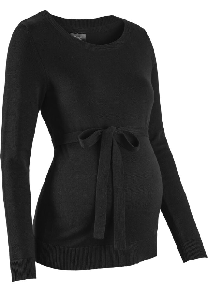 

Свитер для беременных из 100% хлопка на завязках Bpc Bonprix Collection, черный