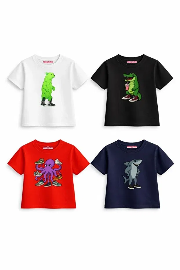 Детский комплект футболок с принтом Kickstyle kids Rabona Fashion, Assorted 4-Pack T-Shirts (4 Different Designs) — фото 2