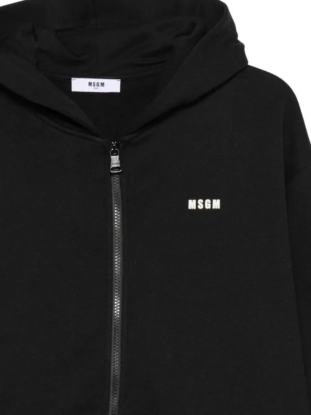 Худи на молнии с принтом логотипа MSGM Kids, черный — фото 3