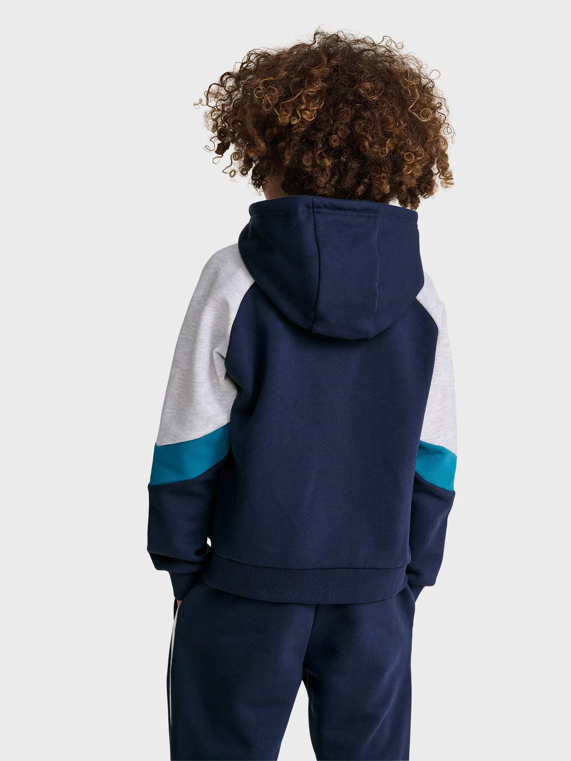 Детское худи с молнией Loose Blocked Zip Hoodie Hummel, Blue Navy Glacier Blue — фото 2