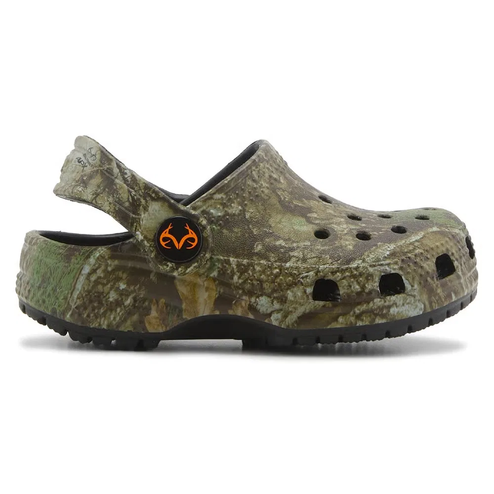 Детские классические сабо с графическим рисунком для малышей Crocs, Green Realtree Camo — фото 2