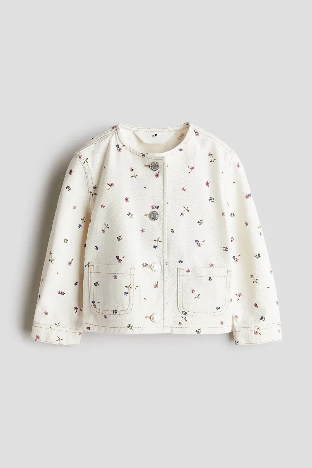 Куртка из хлопкового денима H&M, Weiß/Geblümt