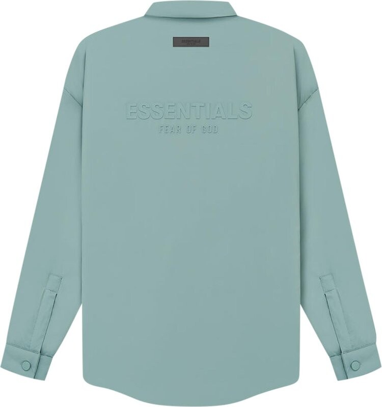 Рубашка Fear of God Essentials Filled Nylon Shirt Jacket 'Sycamore', зеленый — фото 3