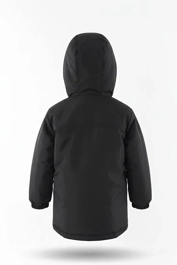 Детское зимнее пальто для девочек с капюшоном Antibiotic, Black — фото 4