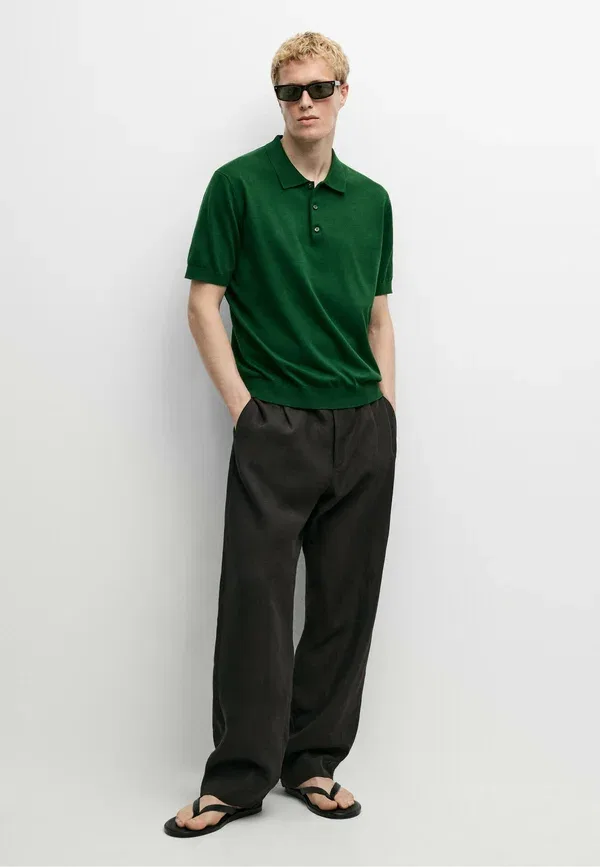 Футболка поло хлопковая Polo shirt Massimo Dutti, dark green, темно-зеленый — фото 2