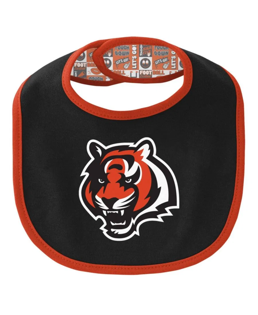 Комплект для новорожденных с боди и слюнявчиком и шапкой Cincinnati Bengals Dynamic Duo Outerstuff, Black — фото 4
