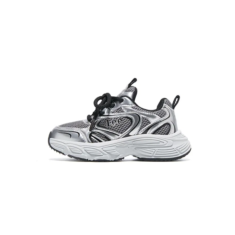 Детские кроссовки из экокожи с текстилем Lee, Silver Black