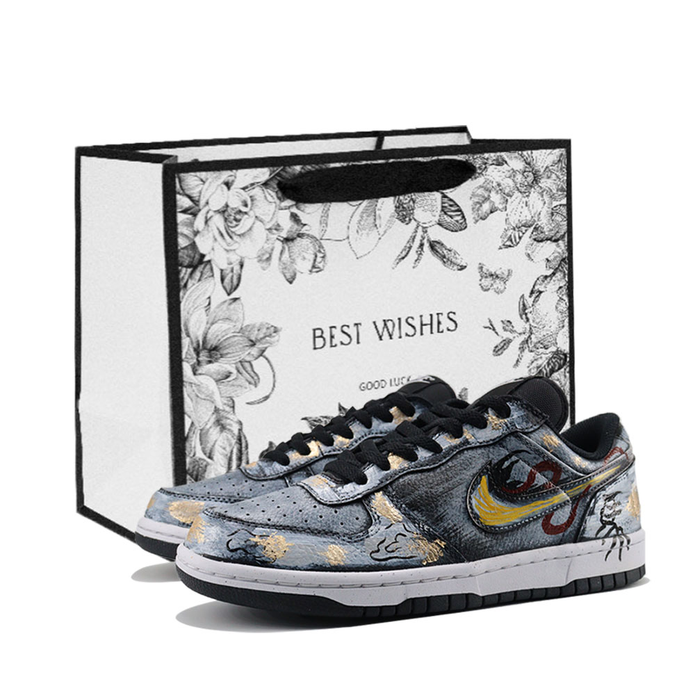 

Nike Большая семиточечная регулировка, сумка для покупок, позолоченные низкие кеды для скейтбординга, мужские, черный с золотым покрытием