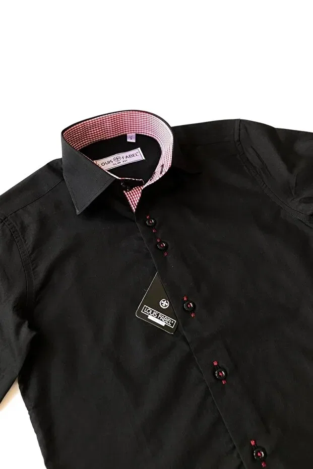 Детская рубашка для мальчиков с принтом Louis Kids, Black-Red — фото 2