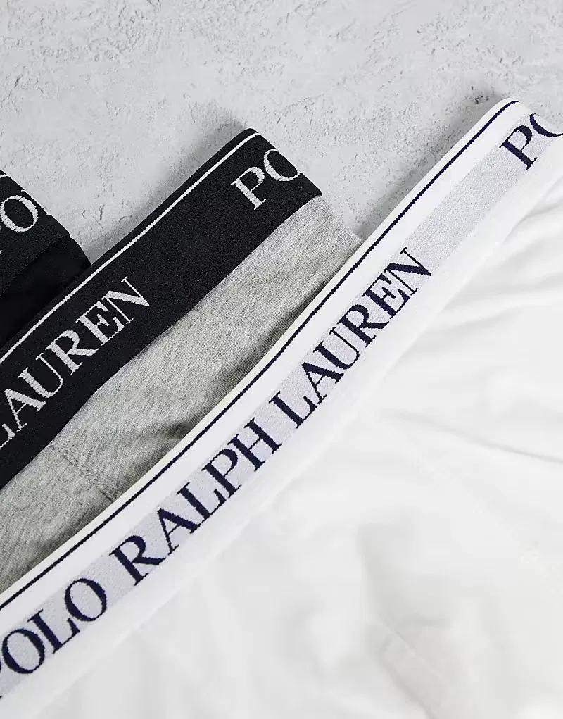 Классические плавки Polo Ralph Lauren (3 пары) черного, белый и серого — фото 3