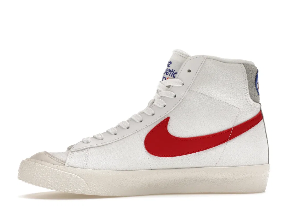 Детские кроссовки с кожаным верхом Nike Blazer Mid '77, White Light Smoke Grey Phantom Gym Red — фото 3