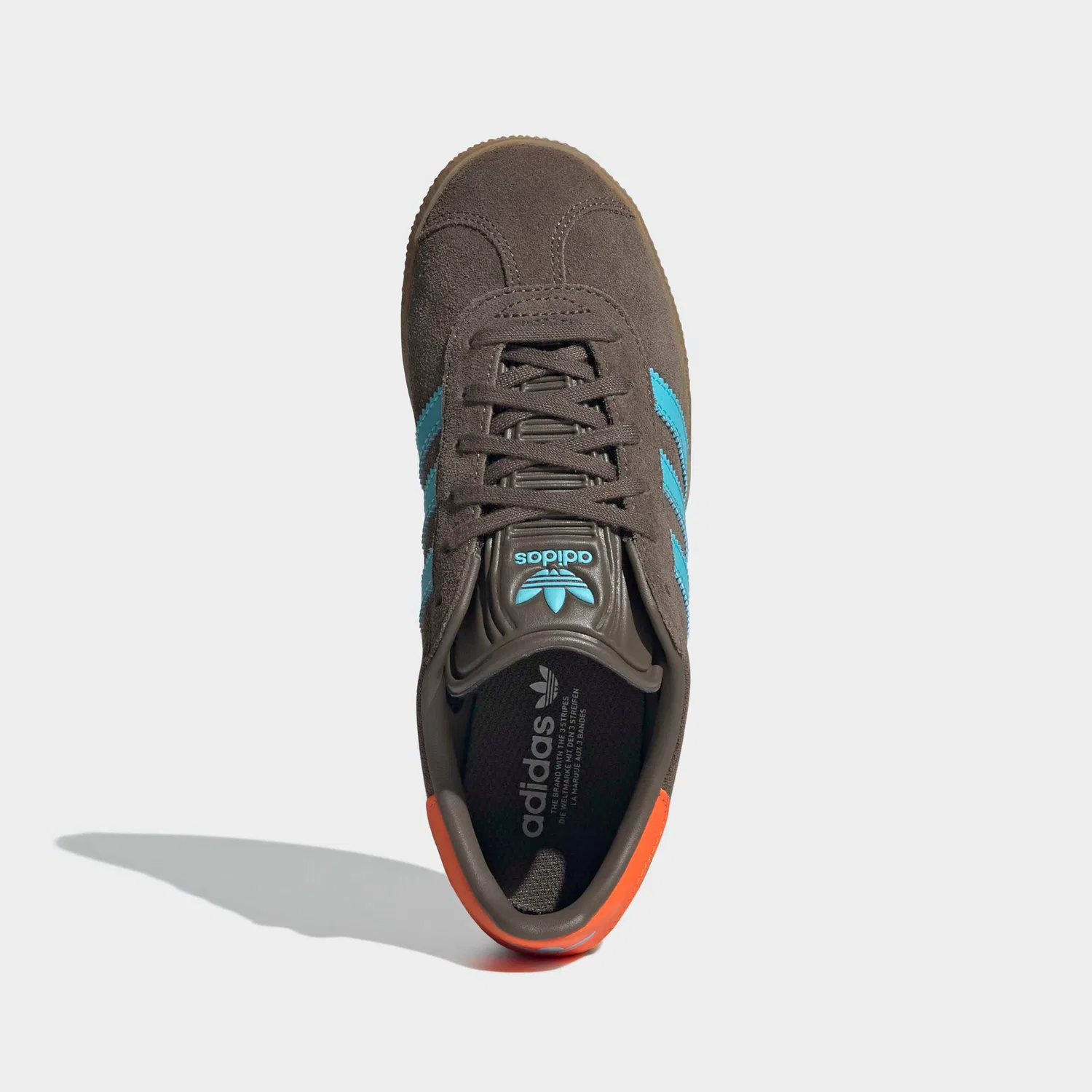 Детские кроссовки с замшевым верхом Gazelle Adidas Originals, Cargo Brown/Blue Glow/Impact Orange — фото 4