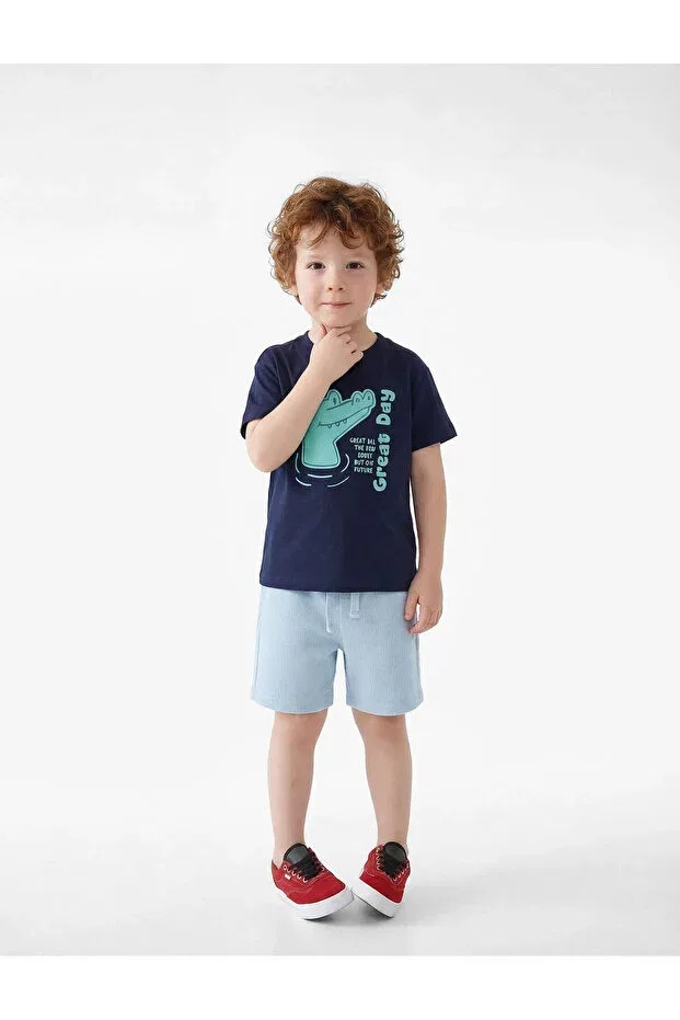 Детские шорты для мальчиков хлопковые Cotton pocket detailed blue baby boy shorts 6smb40085tk Koton, Blue — фото 2