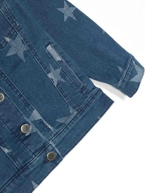 Детская джинсовая куртка с принтом звезд Kids Star Print Denim Jacket Stella McCartney, Blue/White — фото 3
