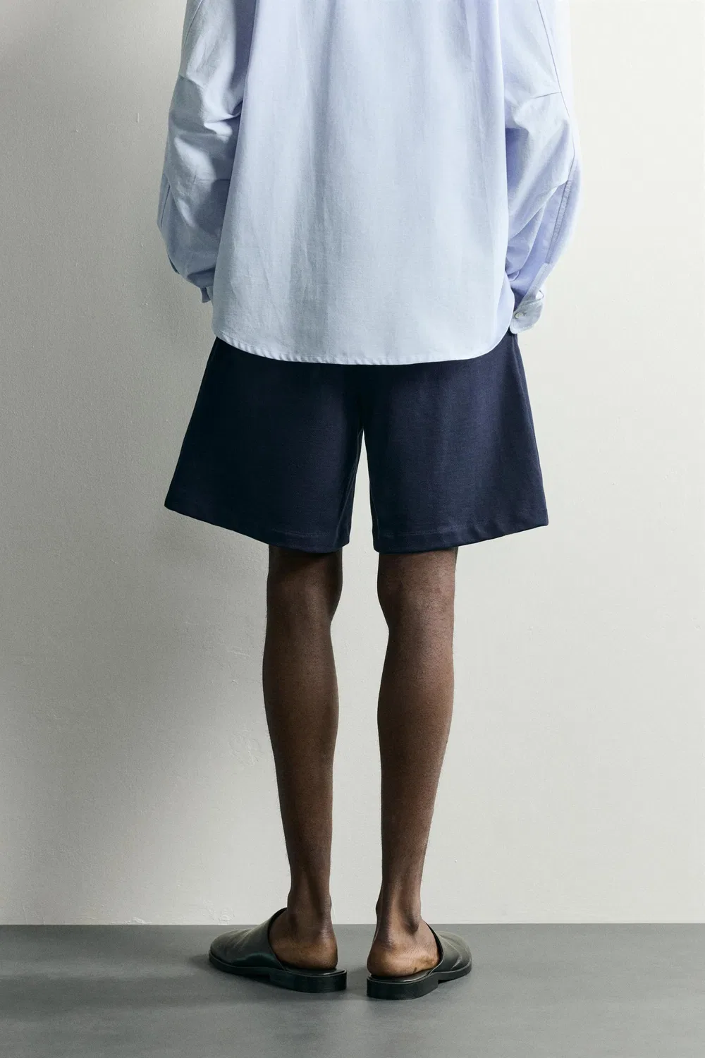 Спортивные шорты-бермуды с контрастной талией ZARA, Navy blue — фото 3