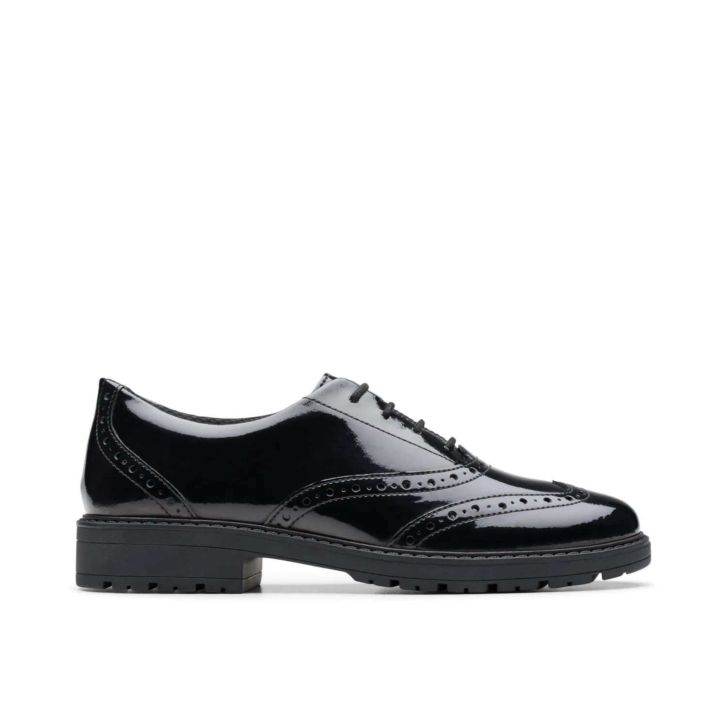 Детские туфли для мальчиков кожаные Loxham Brogue Clarks, Black Paint — фото 2