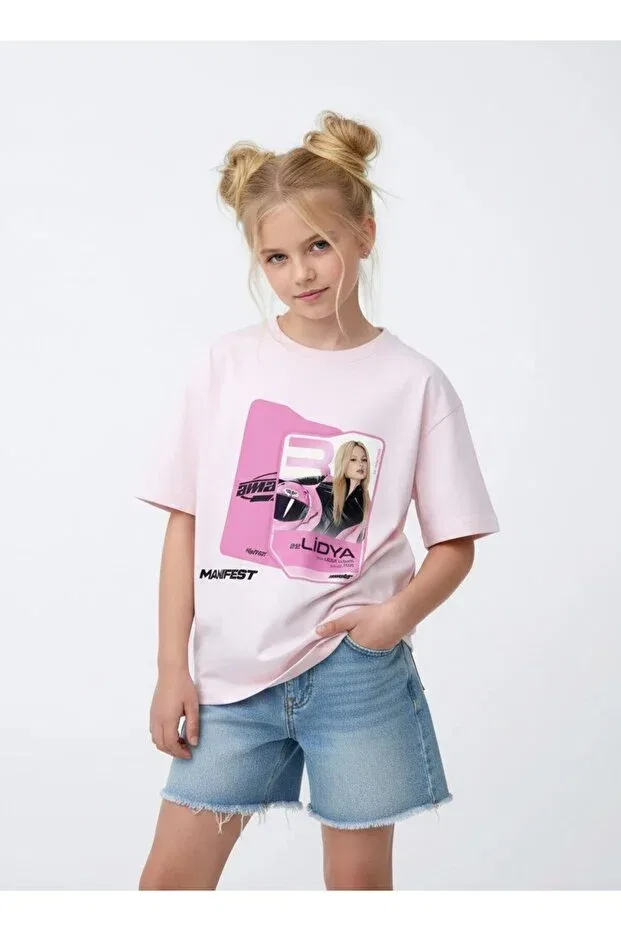 Детская футболка для девочек с принтом Manifest Lidya Girl's T-Shirt Seabubbles, Pink