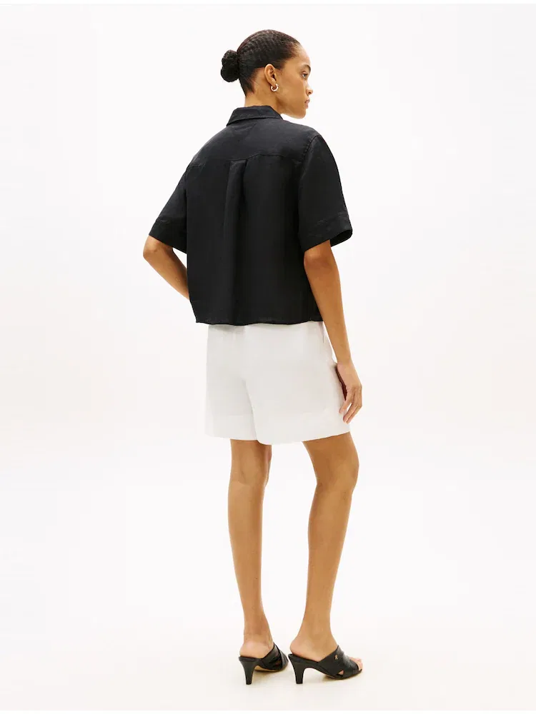 Женская рубашка из льна Essential Lin TOMMY HILFIGER, Black — фото 3