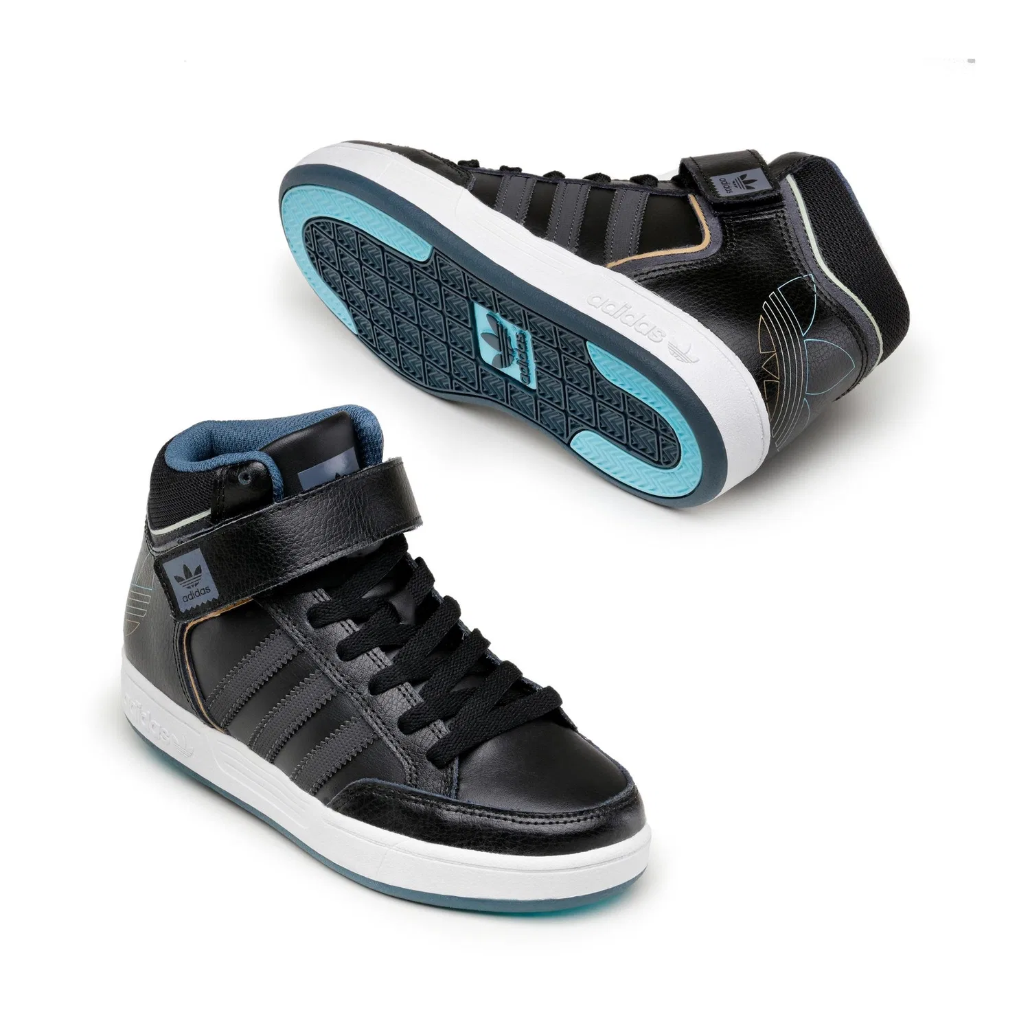 Детские кроссовки для мальчиков с высоким верхом Varial Mid J Sneaker Adidas, Black Grey Blue — фото 3
