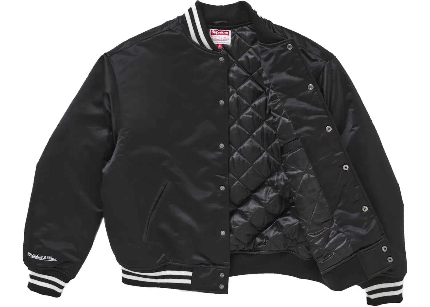 Мужская куртка-бомбер сатиновая Supreme Jacket (FW24), Black — фото 2