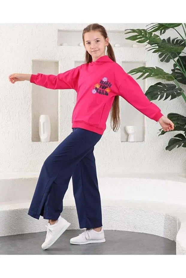 Детский спортивный комплект для девочек с флористическим принтом Floral Spanish Flare Waiter Boy Casual Model Girl Tracksuit Set Mnk Baby&Kids, Fluoria