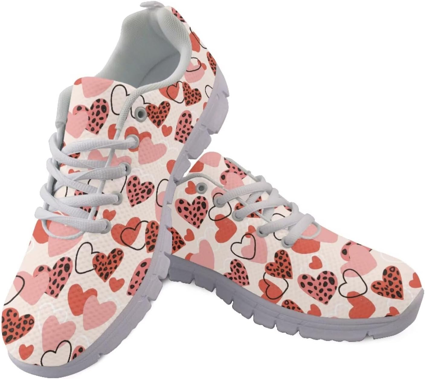 

Женские кроссовки для бега и зала на шнуровке, для ходьбы и походов, легкие и дышащие кроссовки для мужчин и женщин Getelinseng, Love Heart