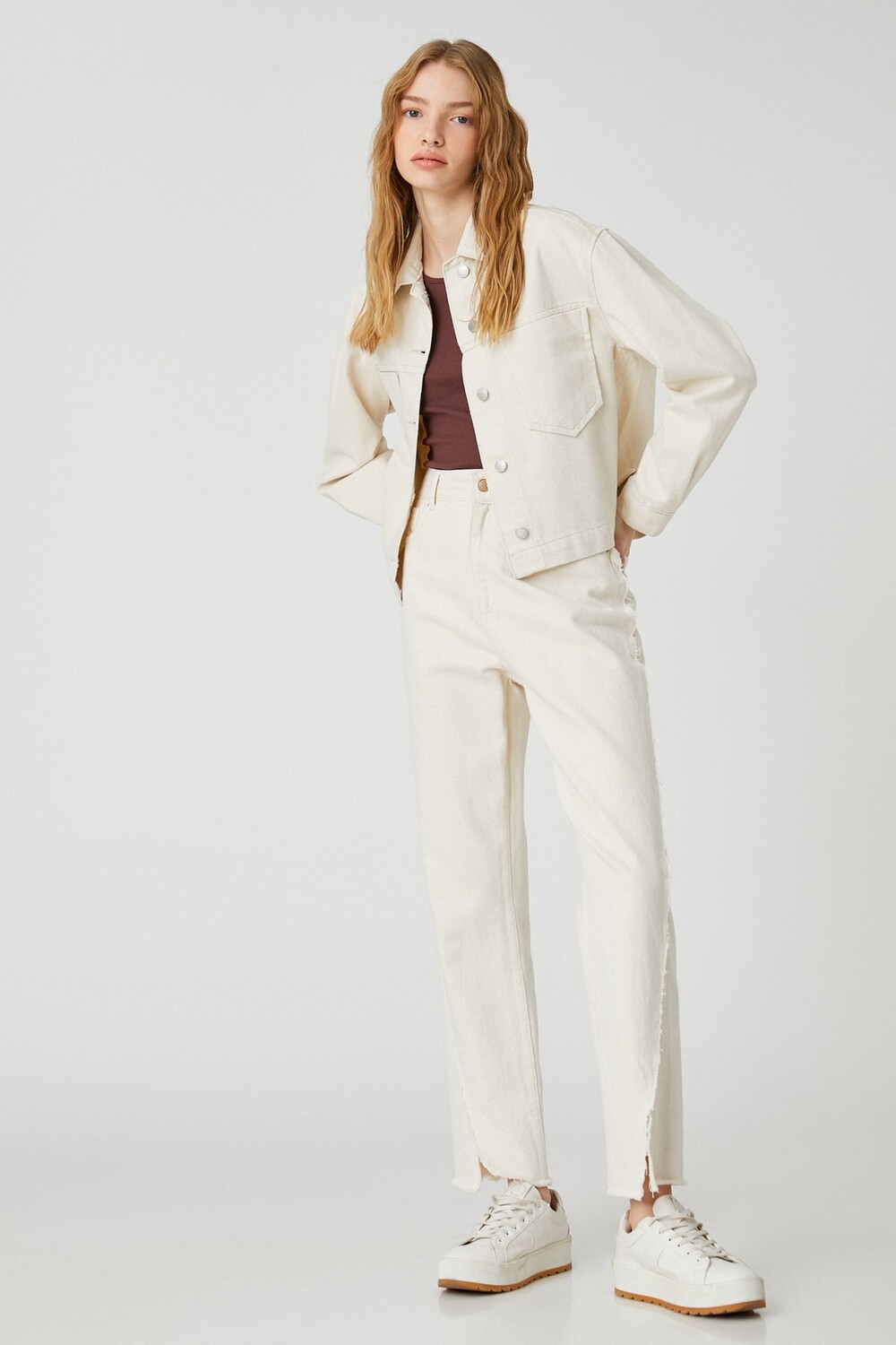 

Женская куртка кремового цвета Koton, экрю, Бежевый, Женская куртка кремового цвета Koton, экрю