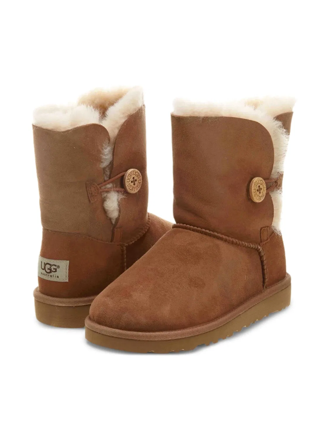 Сапоги из овчины с кнопкой UGG, коричневый — фото 2