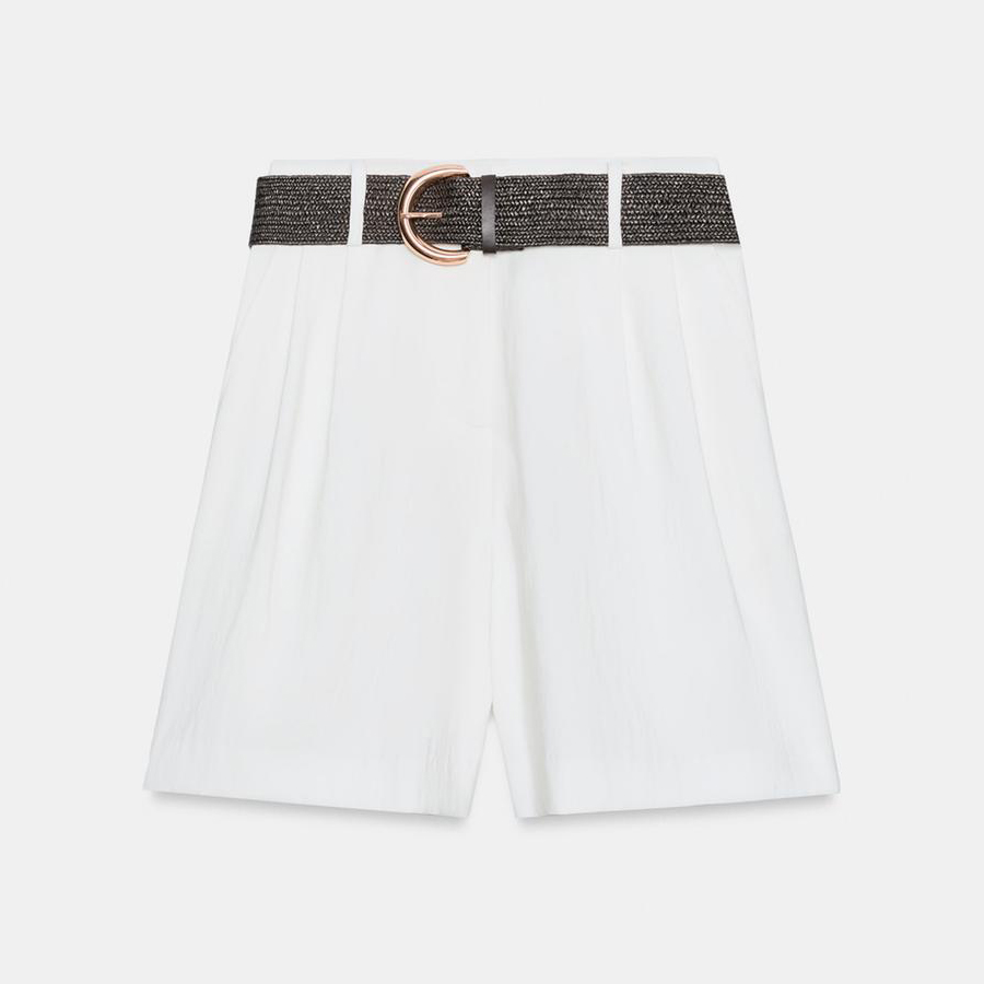 Шорты Zara Darted Bermuda With Belt, белый