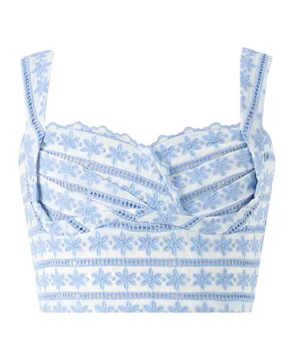 Детский топ для девочек с воланами Odessa Frill Embroidered Marlo Kids, Powder Blue
