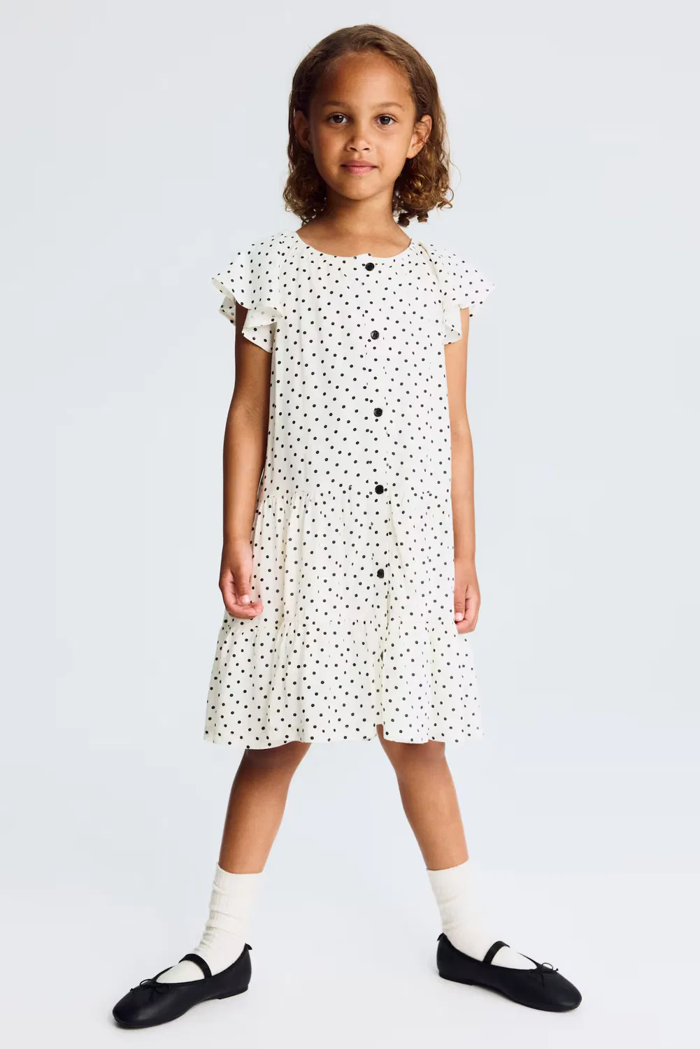 Платье из вискозы с узором H&M, Cremefarben/Polka Dots
