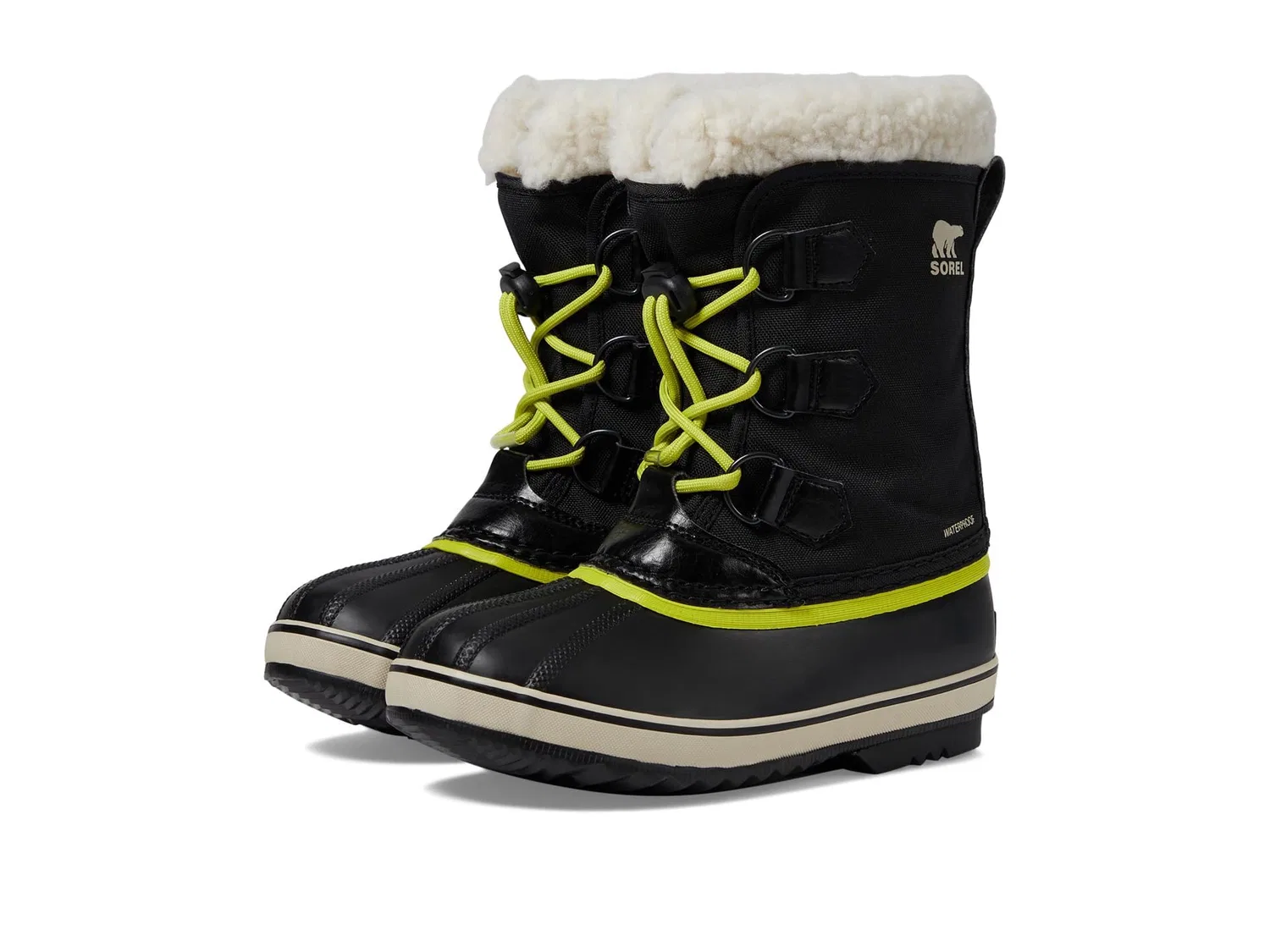 Детские зимние ботинки для мальчиков водонепроницаемые Yoot Pac Nylon Boot Waterproof Sorel, Black Chartreuse