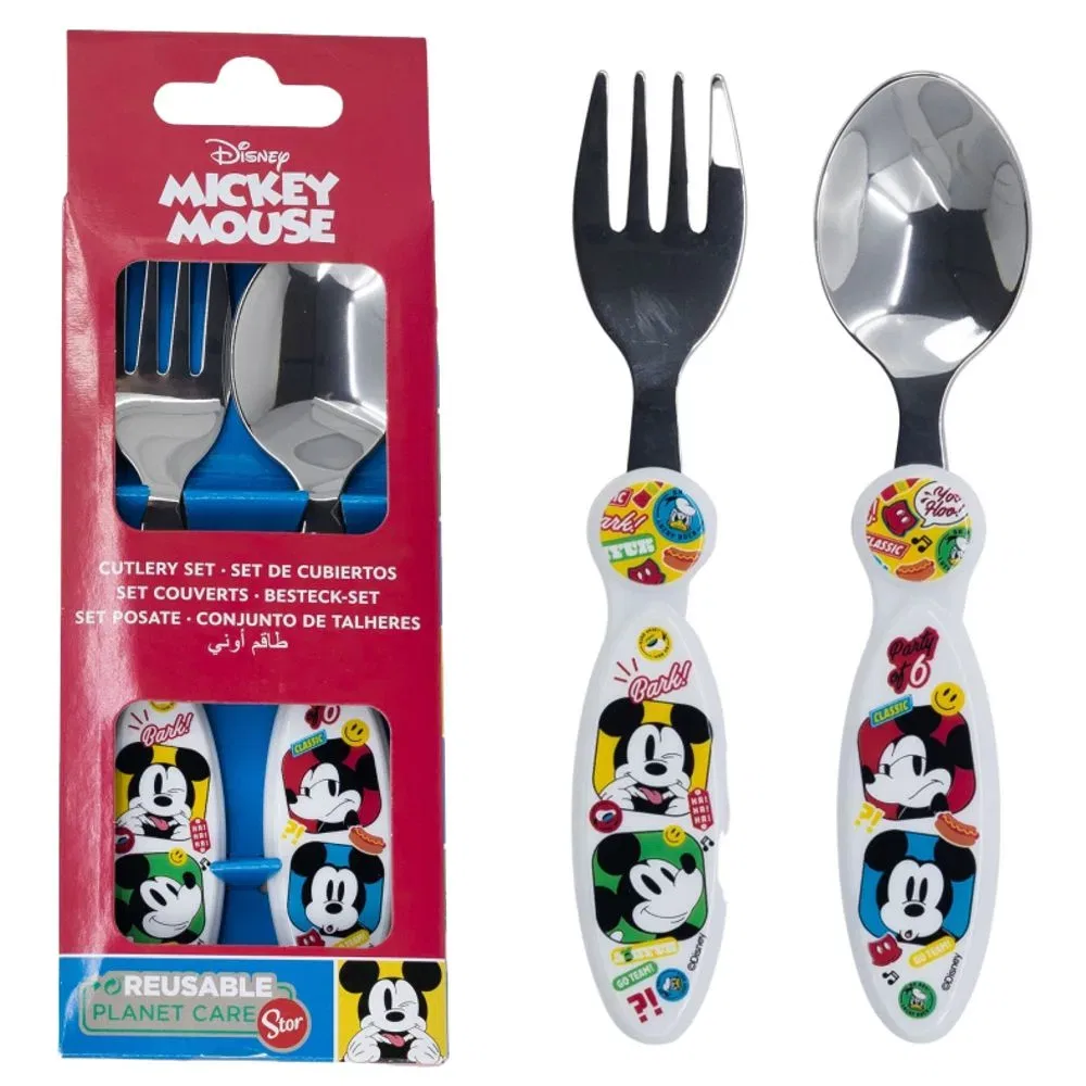 Детский столовый прибор набор 2 предмета вилка ложка Mickey Mouse Disney Mickey Mouse, серый