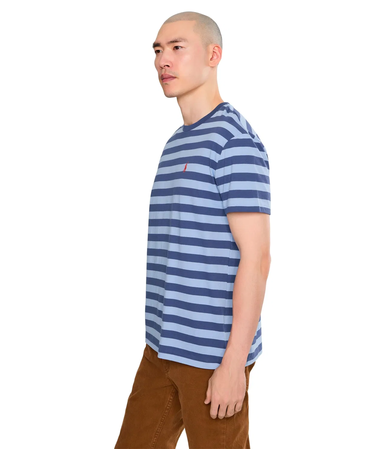 Футболка с коротким рукавом в полоску и круглым вырезом Polo Ralph Lauren, Chambray Blue/Light Navy — фото 3