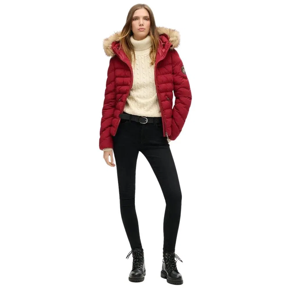 Женская стеганая куртка с искусственным мехом Fuji Superdry, Red — фото 2