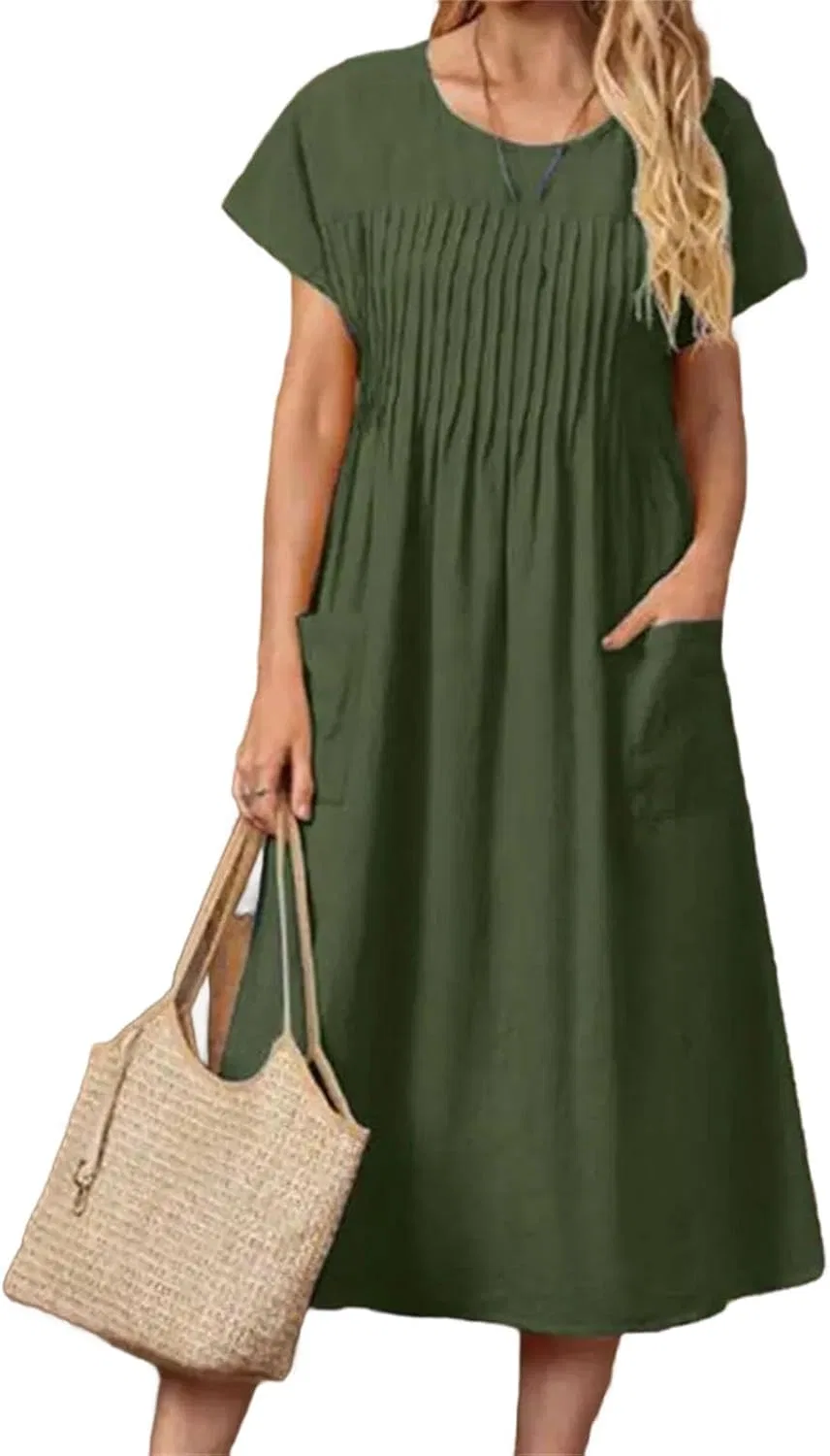 Женское повседневное платье миди с запахом Generic, Dark Green